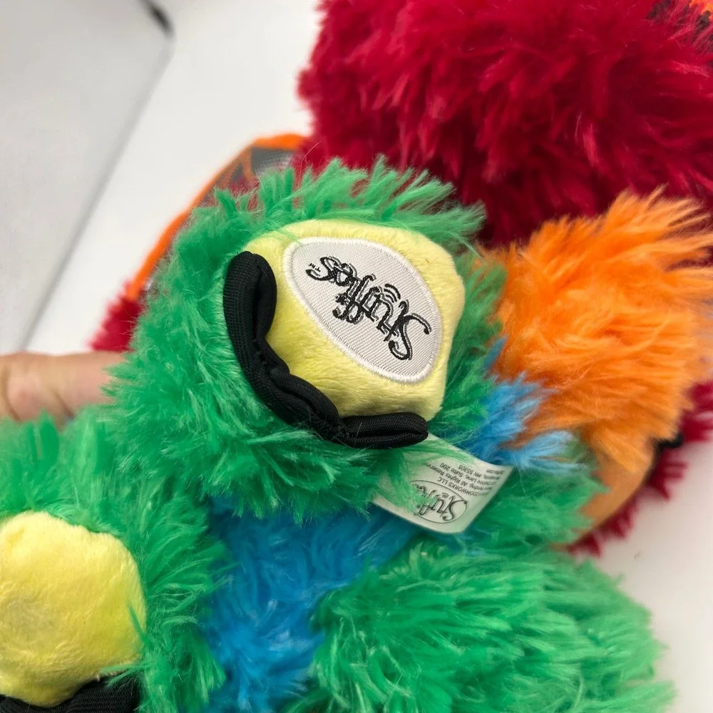Stuffies Puzzlers Plush Dragon Set Red Green Shaggy Monster Zipper Pocket 2014